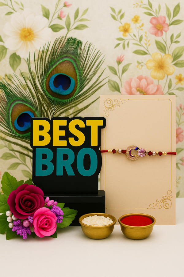 Best Bro Showpiece Rakhi Gift Set with Designer Rakhi, & Roli Chawal | Raksha Bandhan Special