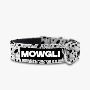 PRAMONITA Dog Collar with Name Tag – 1to1.5 inch Wide | Customizable, Durable & Trendy | Personalized Purple Aesthetic Floral Nylon Collar for Pets, Dog Collar for Medium,Large Dogs Adjustable